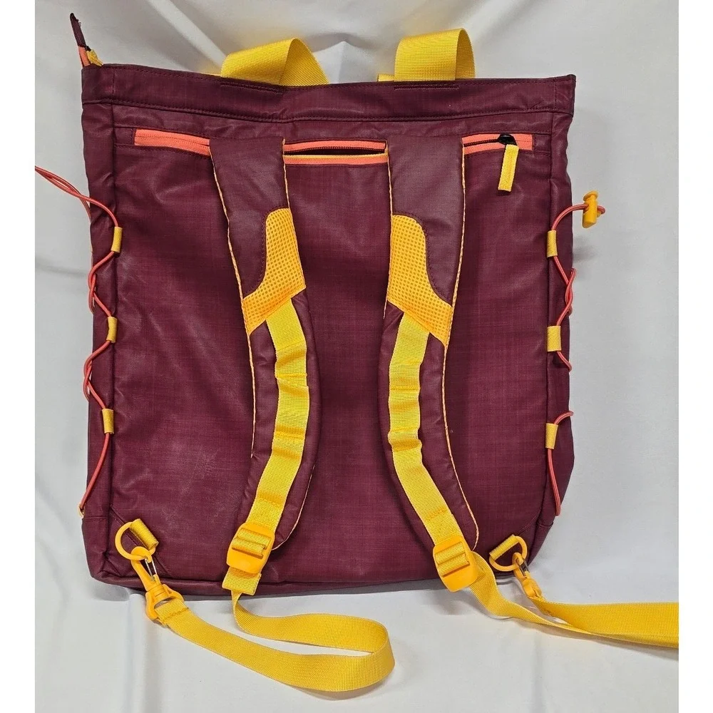Oakley Utility Tote Backpack Burgundy Yellow Mesh Pocket Convertible Bag